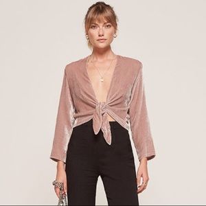 Reformation Fez Top in blush velvet size medium